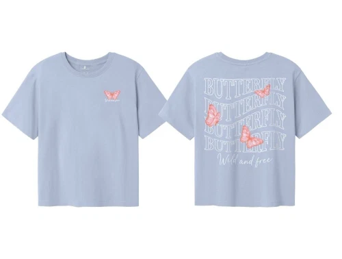 Name It t-shirt xenon blå med sommerfugle print